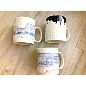 3 Starbucks Coffee Mugs 2012 New York City Pikes Place New Orleans Set Cups Lot